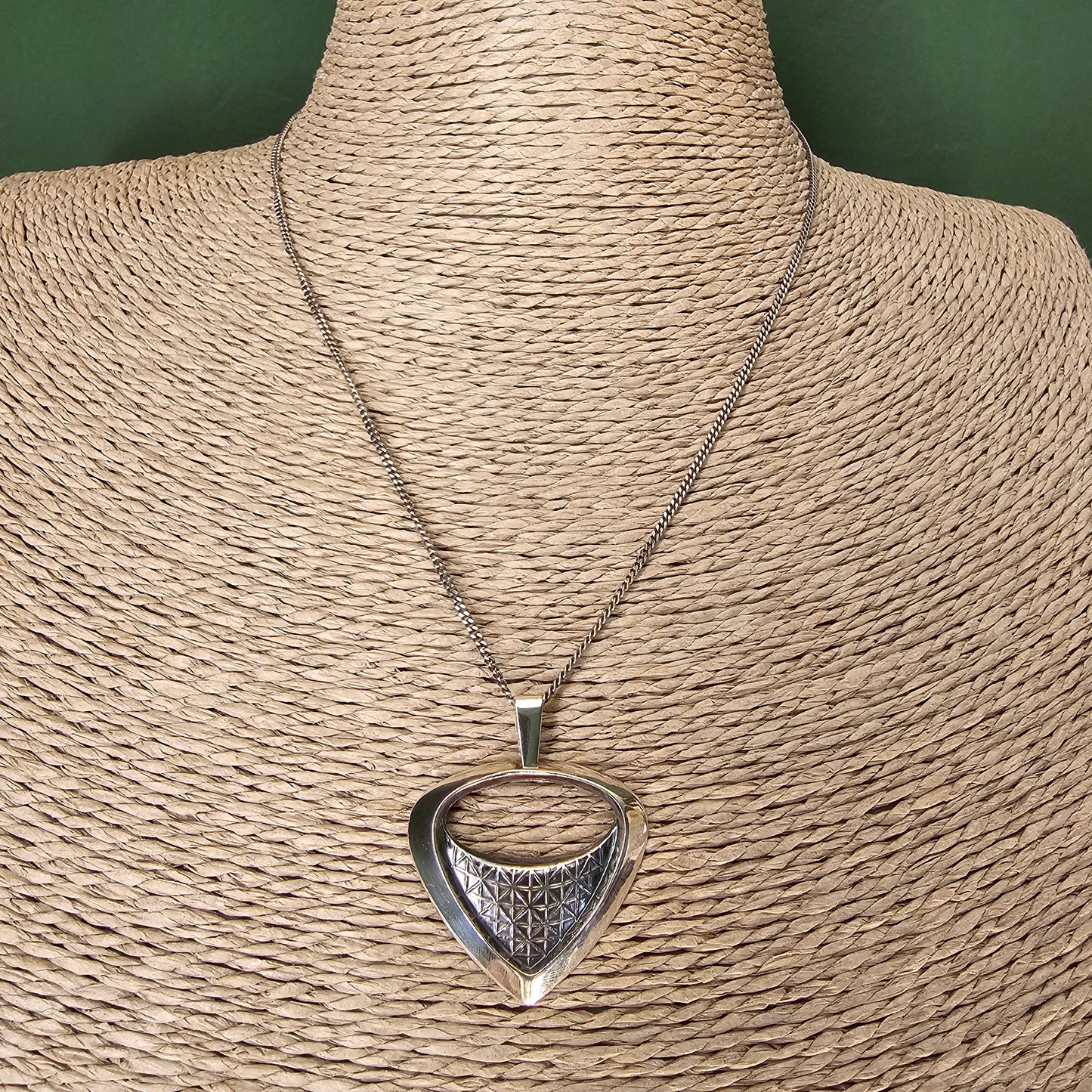 Vintage Silver Finnish Mid Century Modernist Geometric Necklace Pendant