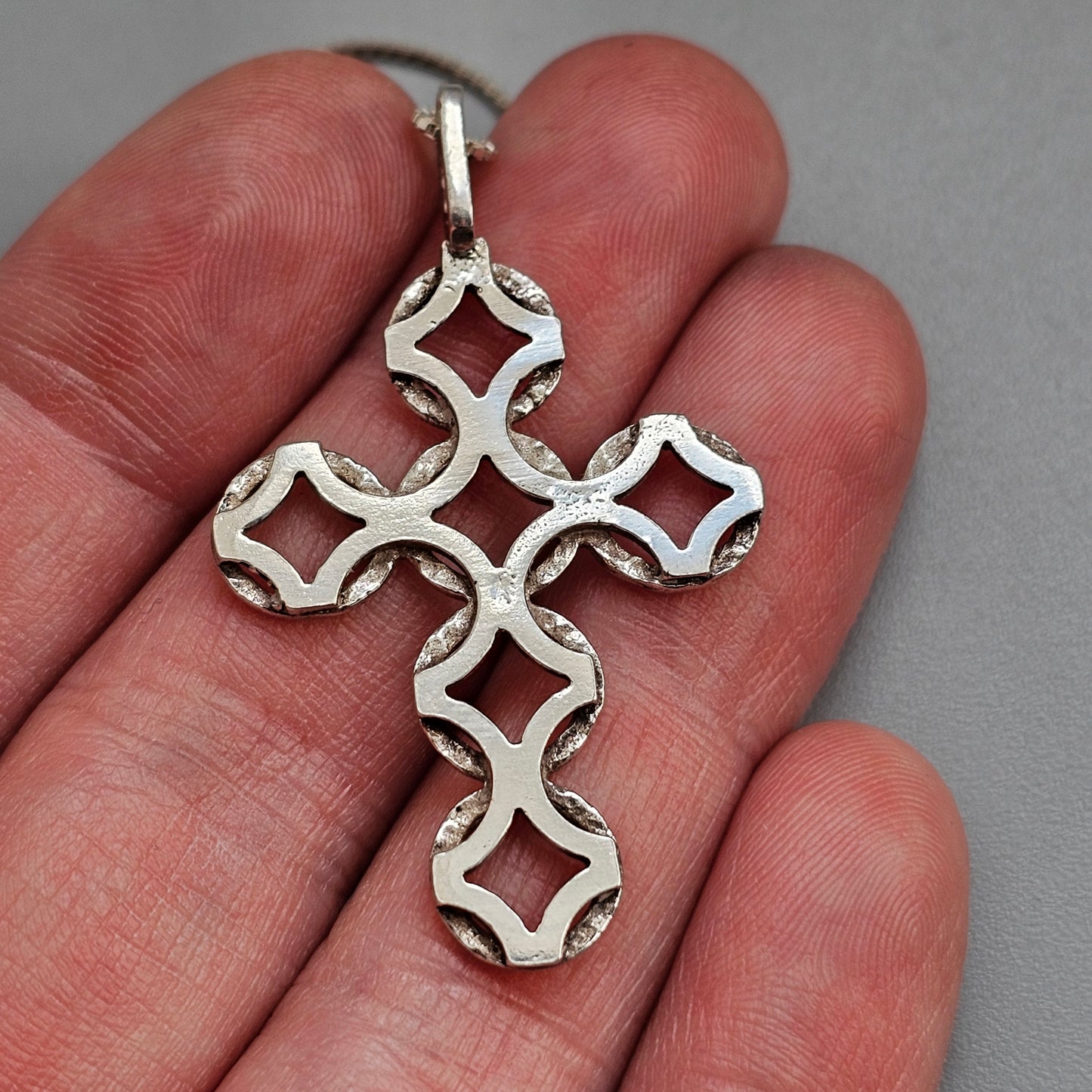 Vintage Martti Viikinniemi Silver Finnish Modernist Cross Necklace Pendant