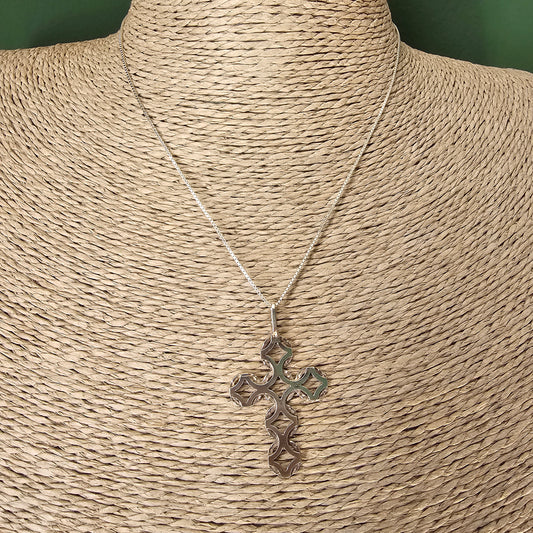 Vintage Martti Viikinniemi Silver Finnish Modernist Cross Necklace Pendant