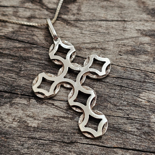 Vintage Martti Viikinniemi Silver Finnish Modernist Cross Necklace Pendant