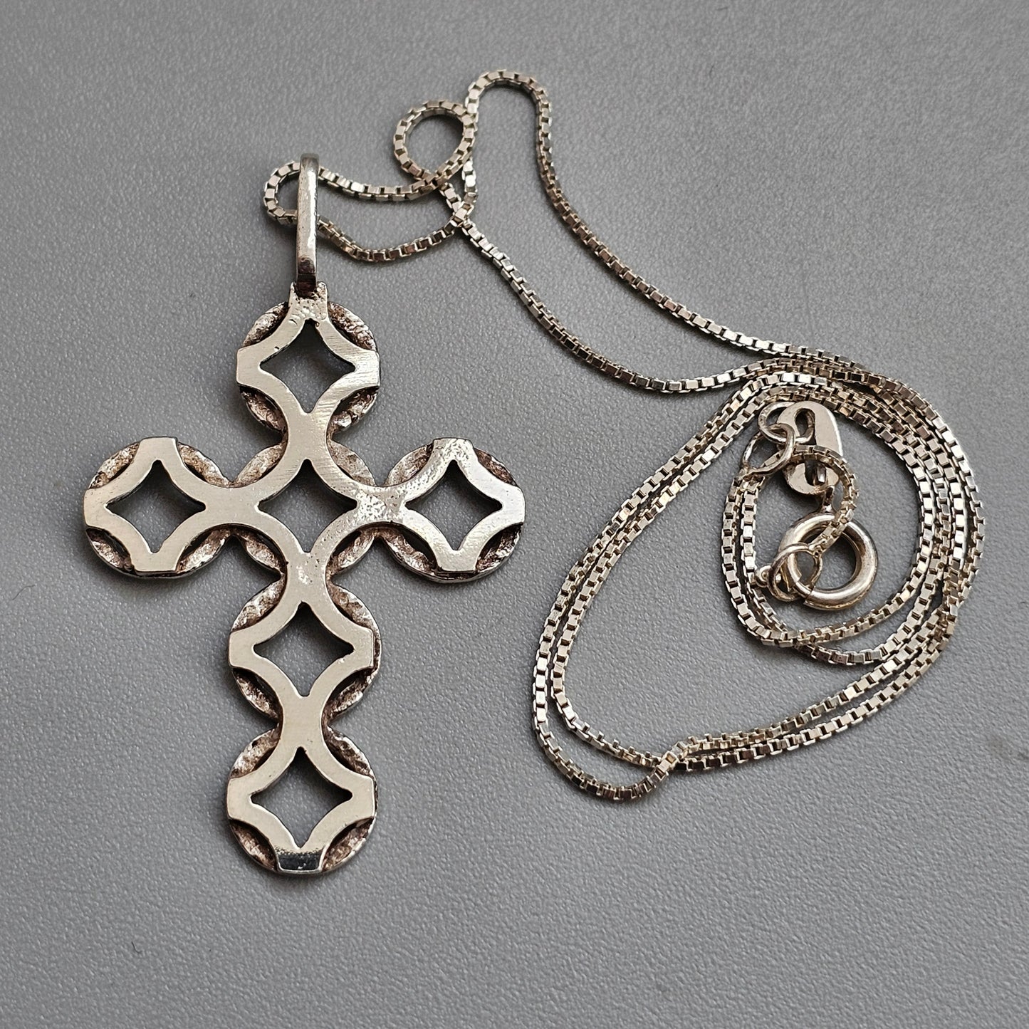 Vintage Martti Viikinniemi Silver Finnish Modernist Cross Necklace Pendant