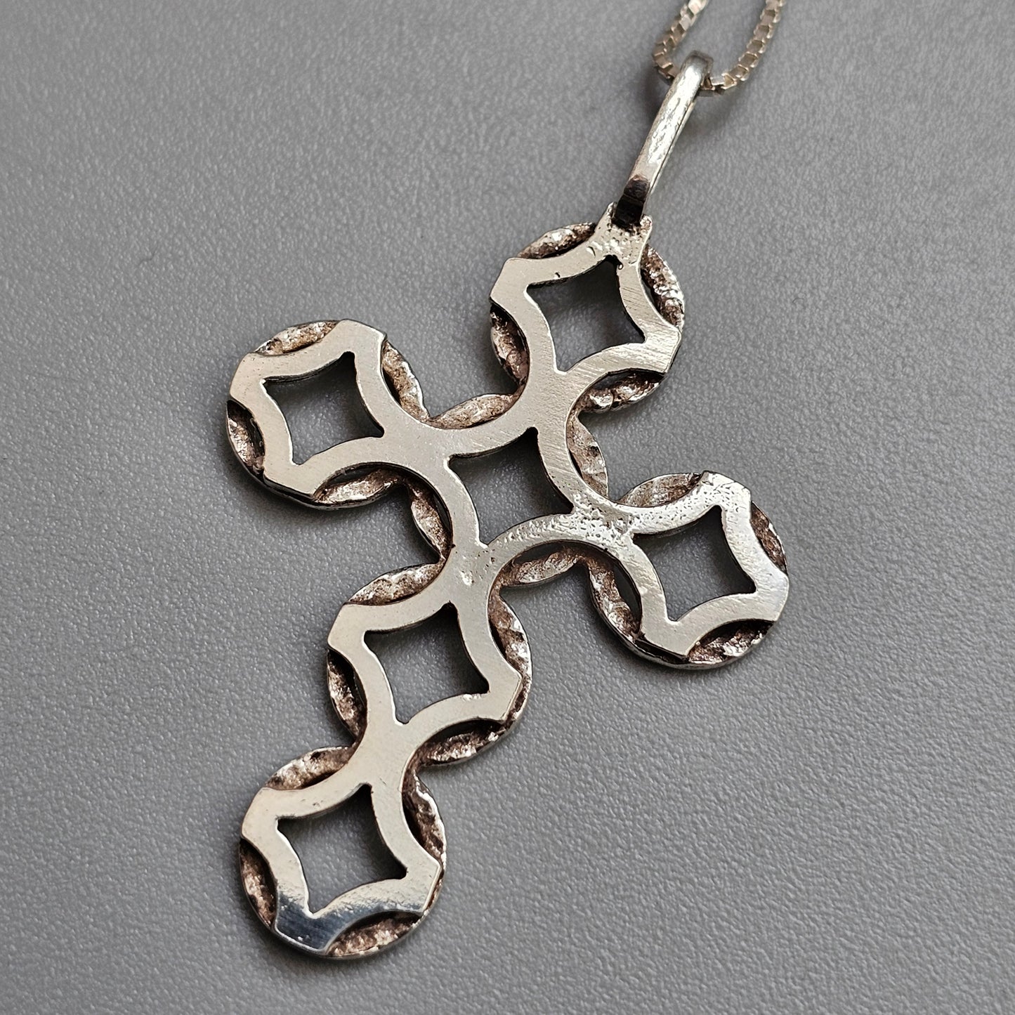 Vintage Martti Viikinniemi Silver Finnish Modernist Cross Necklace Pendant