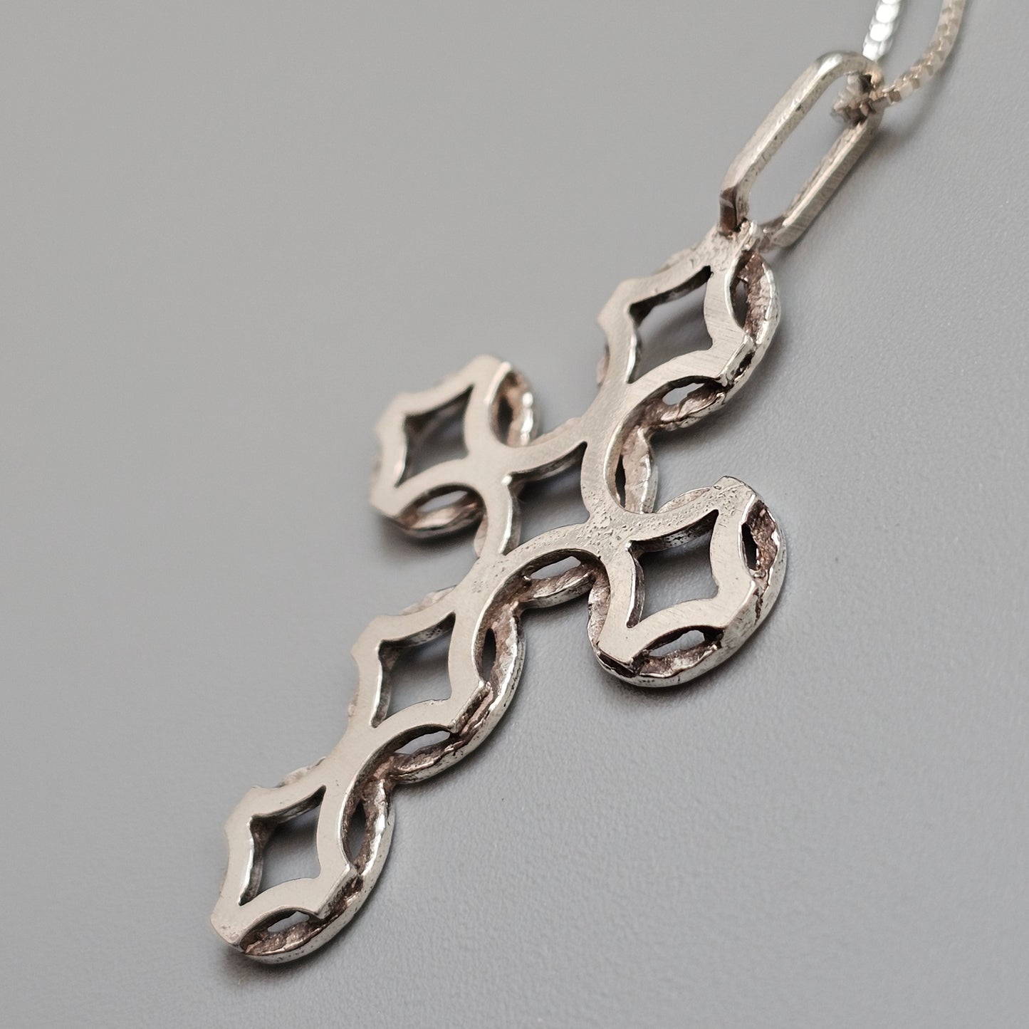 Vintage Martti Viikinniemi Silver Finnish Modernist Cross Necklace Pendant