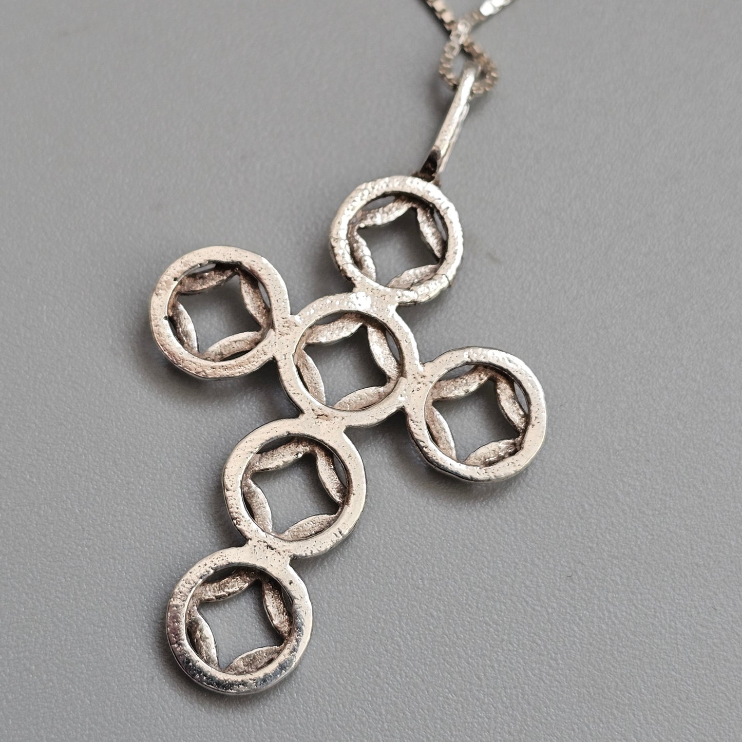 Vintage Martti Viikinniemi Silver Finnish Modernist Cross Necklace Pendant