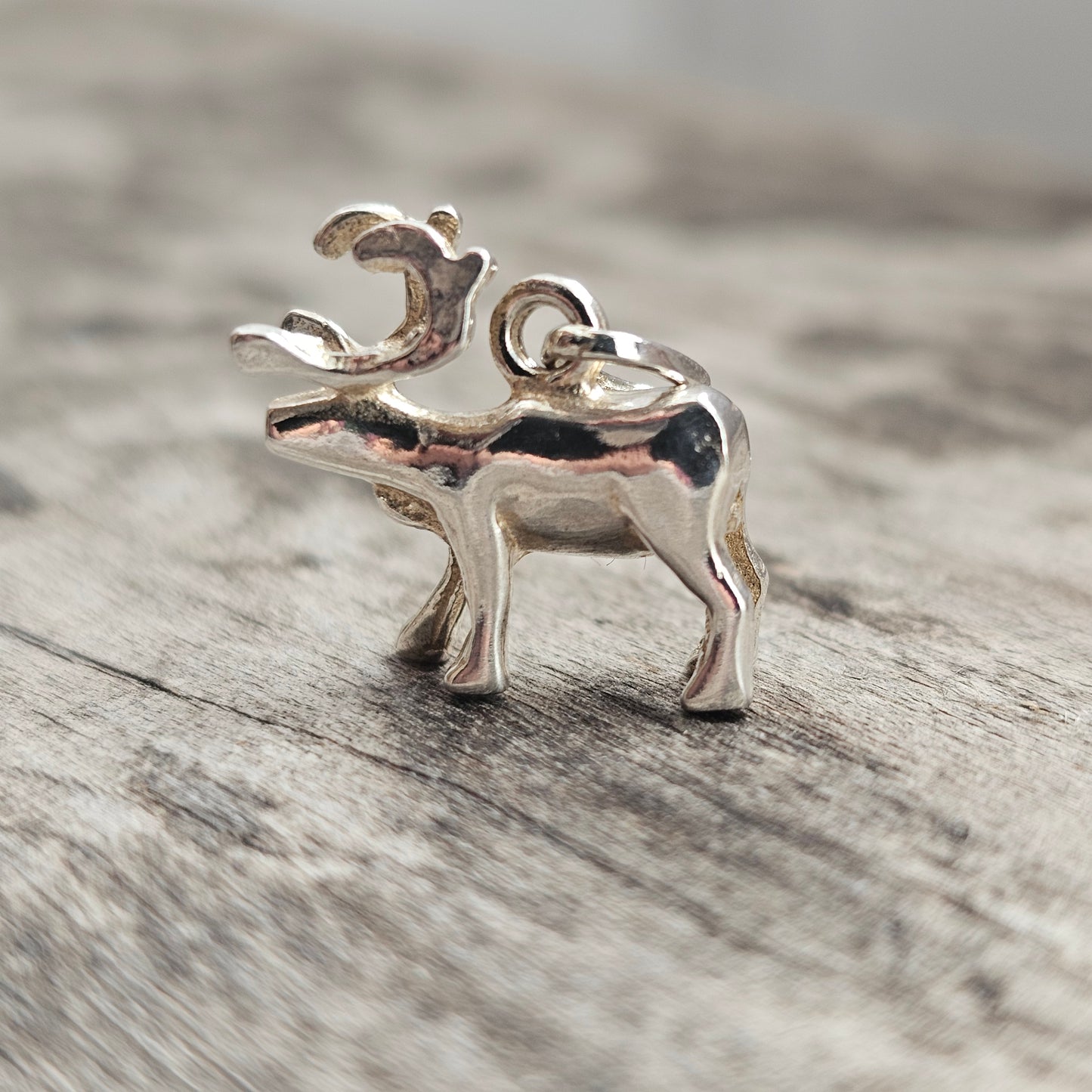 Vintage Sterling Silver Reindeer Charm Nordic Stag Pendant
