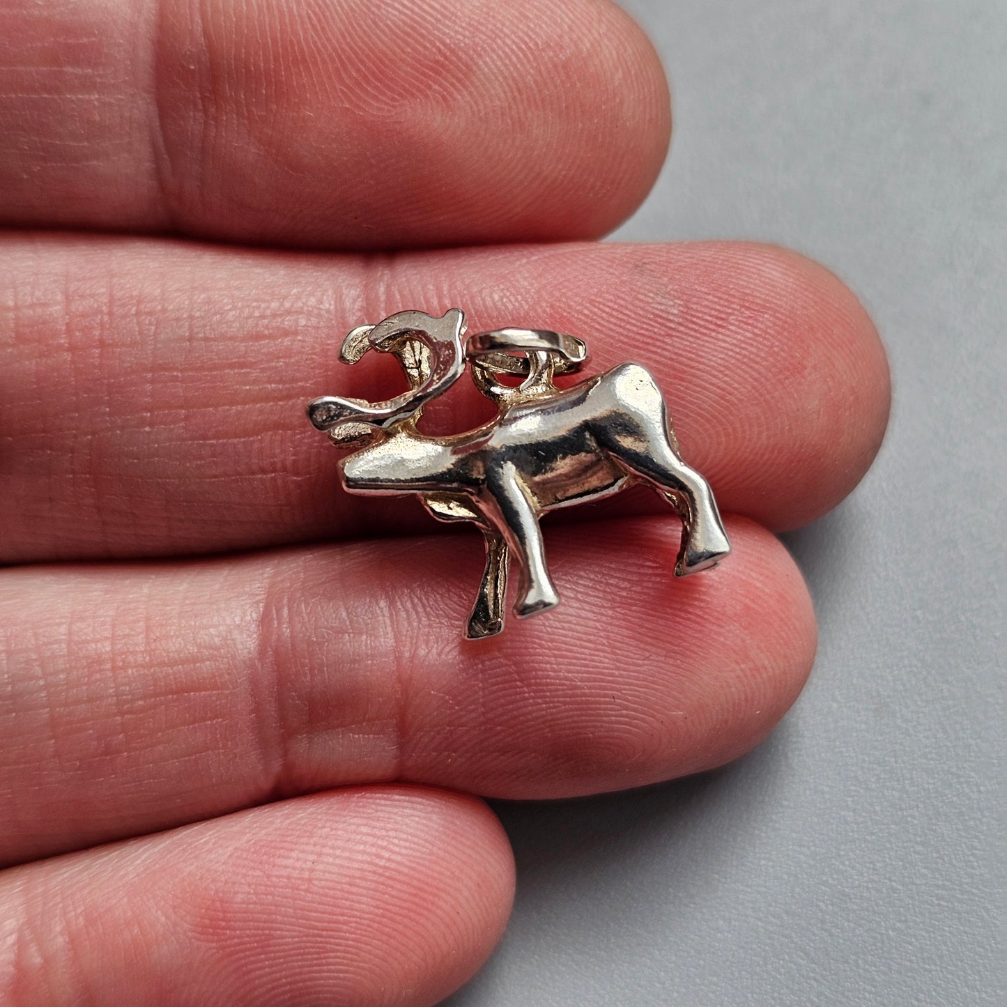 Vintage Sterling Silver Reindeer Charm Nordic Stag Pendant