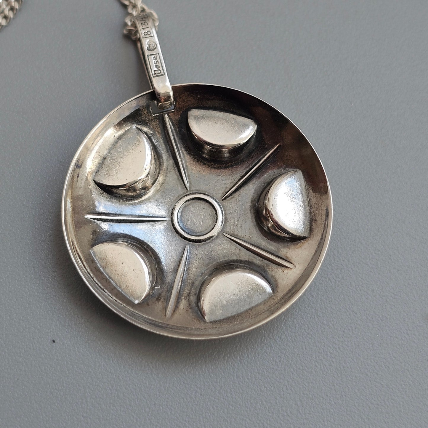 Vintage 1960s Jalosepot Finnish Mid Century Modernist Silver Necklace Pendant 1963