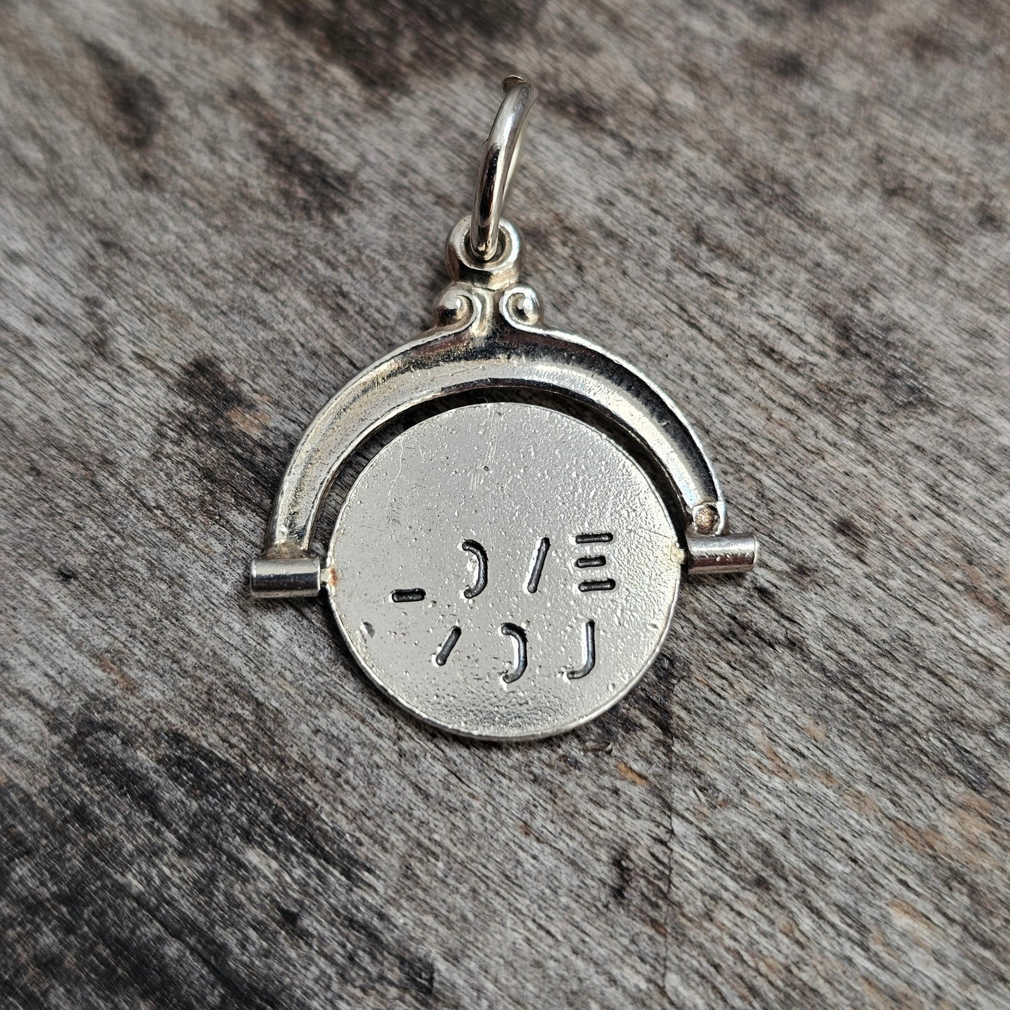 Vintage Danish Sterling Silver I Love You Spinner Charm Pendant