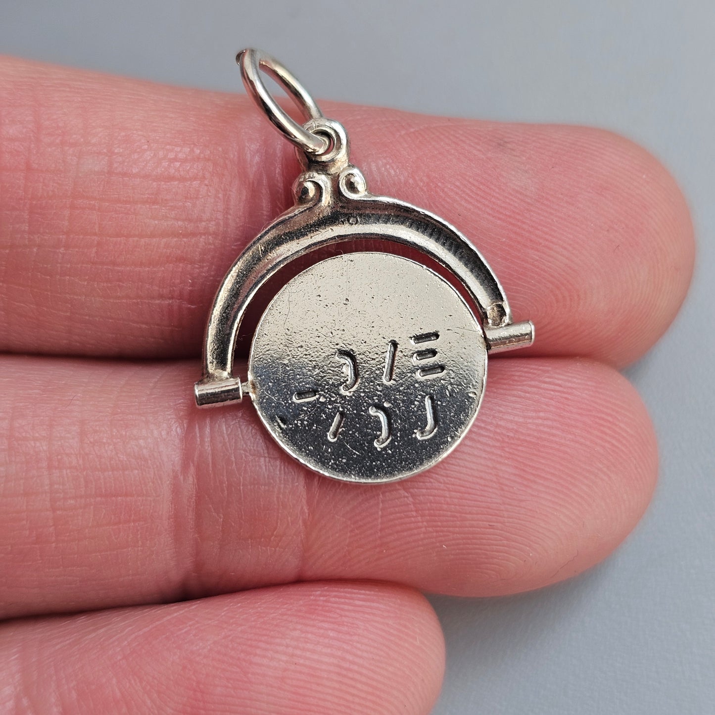 Vintage Danish Sterling Silver I Love You Spinner Charm Pendant