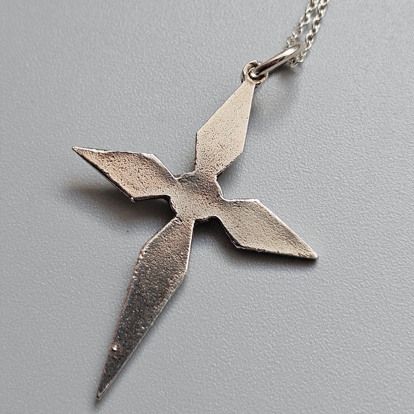 Vintage 1970s Finnfeelings Finnish Modernist Brutalist Sterling Silver Cross Necklace Pendant