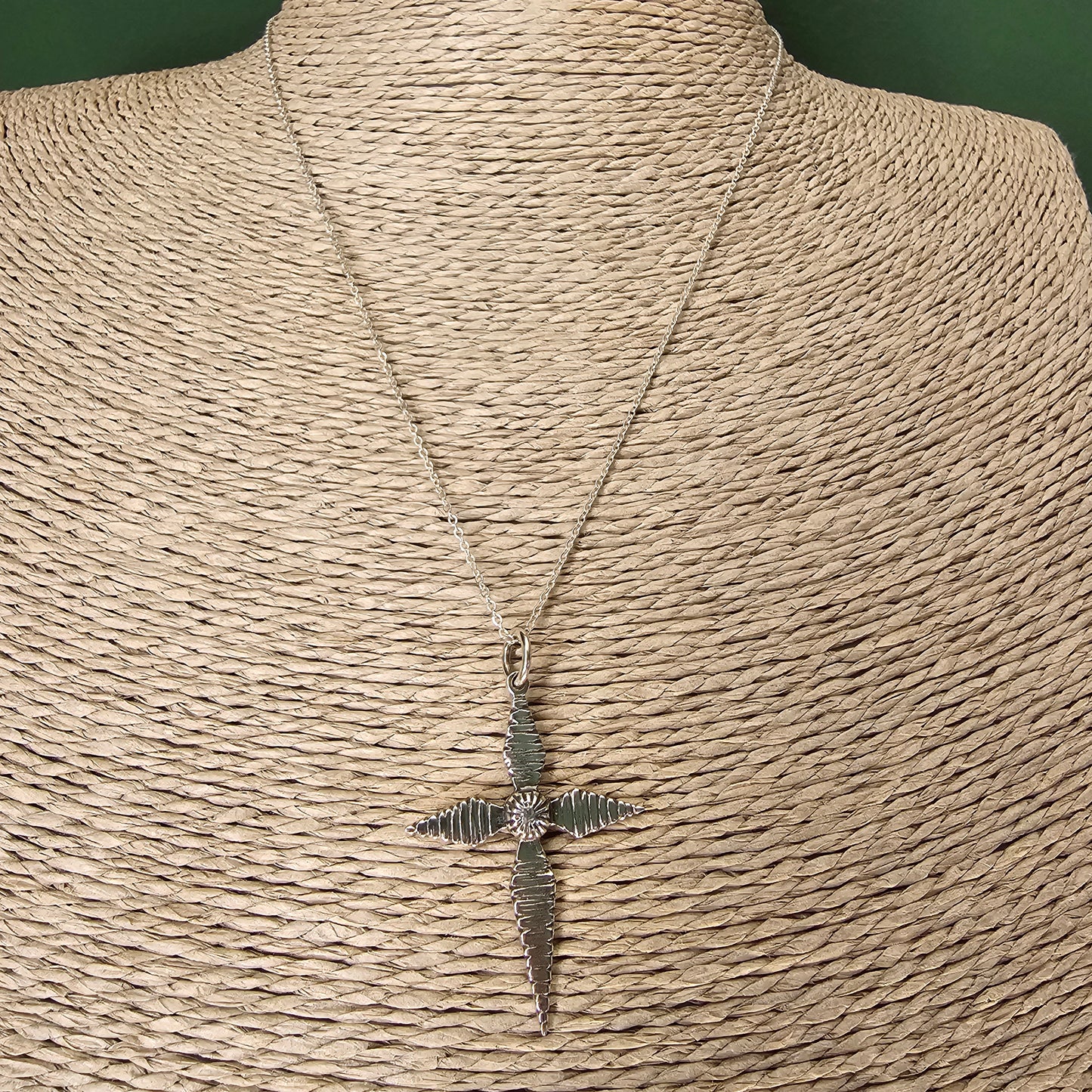 Vintage 1970s Finnfeelings Finnish Modernist Brutalist Sterling Silver Cross Necklace Pendant