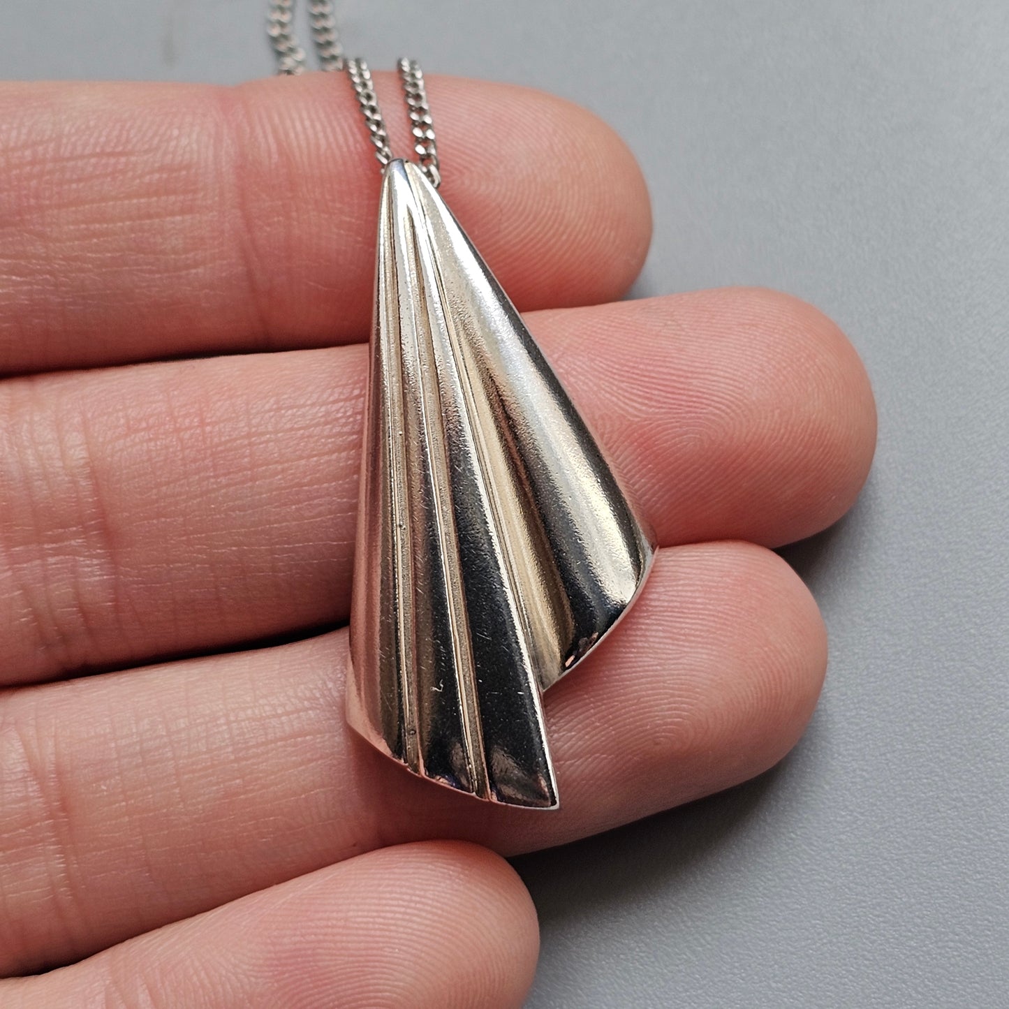Contemporary Finnish Sterling Silver Modernist Necklace Pendant