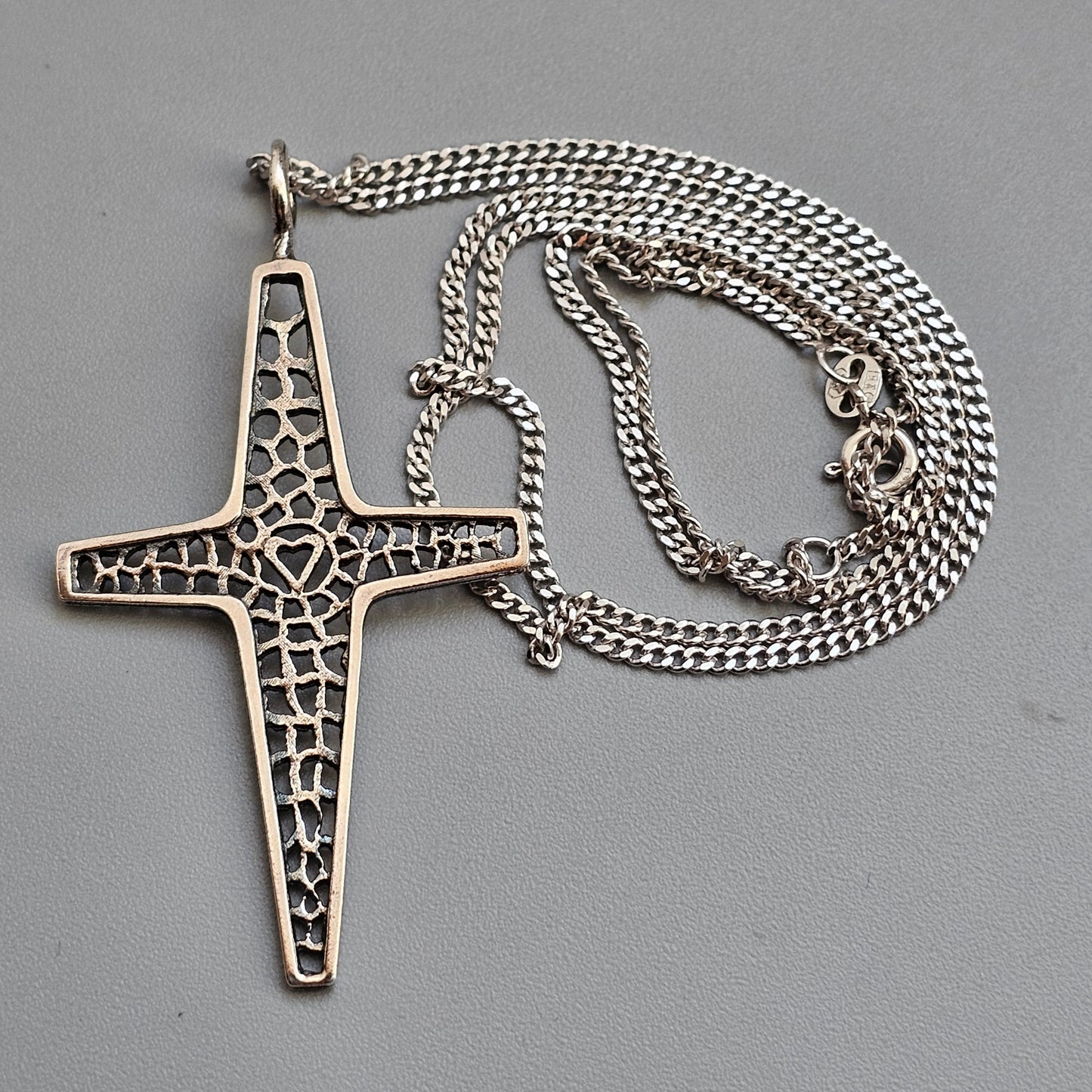 Vintage Kultaseppa Salovaara Finnish Modernist Brutalist Sterling Silver Cross Pendant