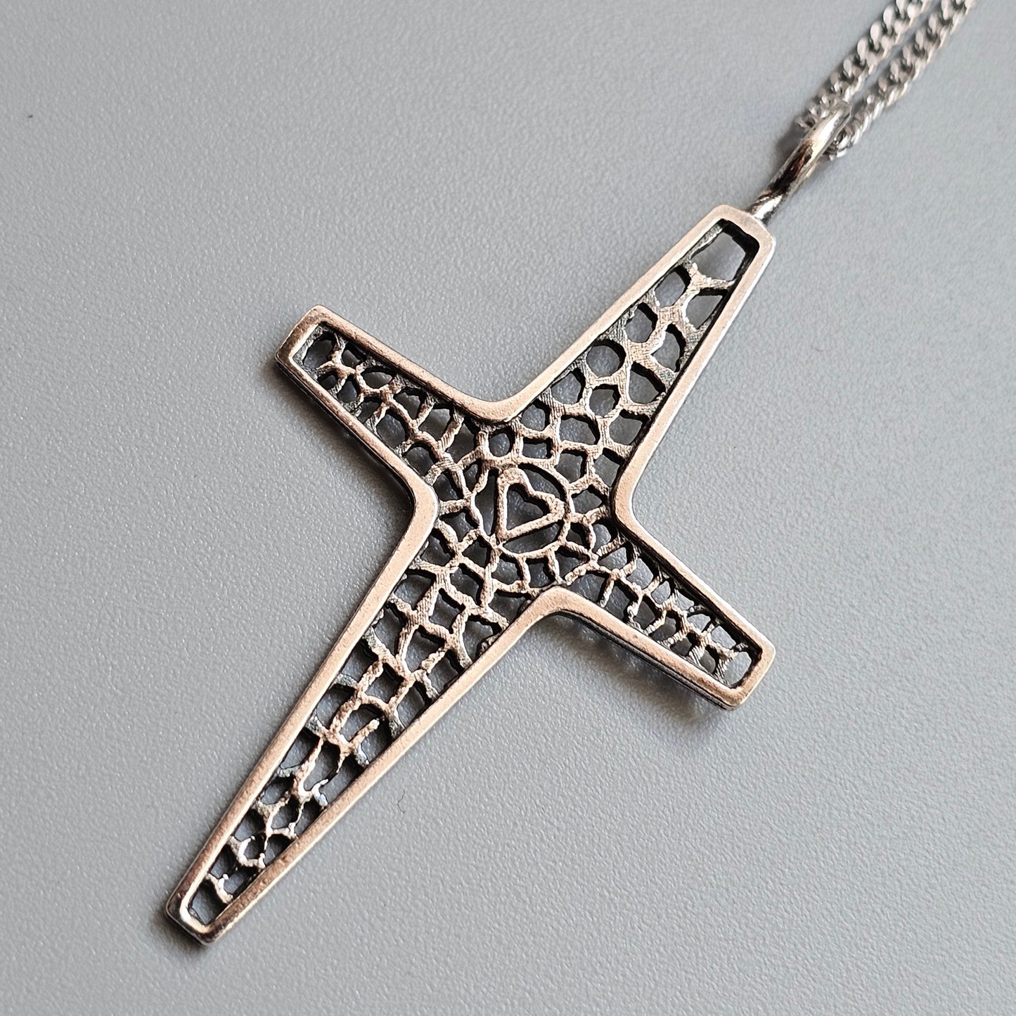 Vintage Kultaseppa Salovaara Finnish Modernist Brutalist Sterling Silver Cross Pendant