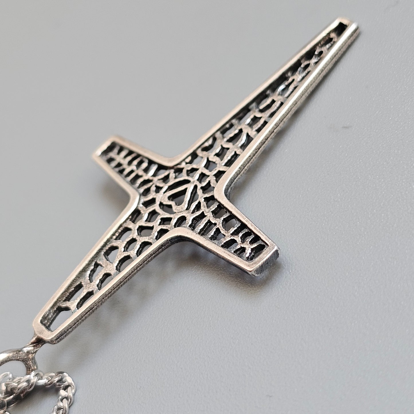 Vintage Kultaseppa Salovaara Finnish Modernist Brutalist Sterling Silver Cross Pendant