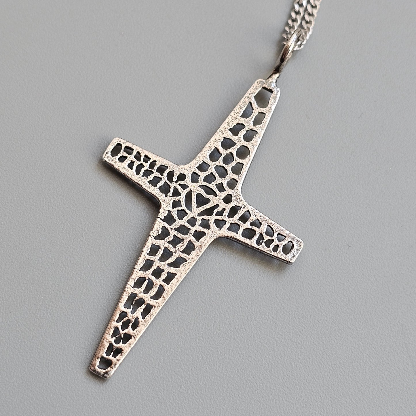 Vintage Kultaseppa Salovaara Finnish Modernist Brutalist Sterling Silver Cross Pendant
