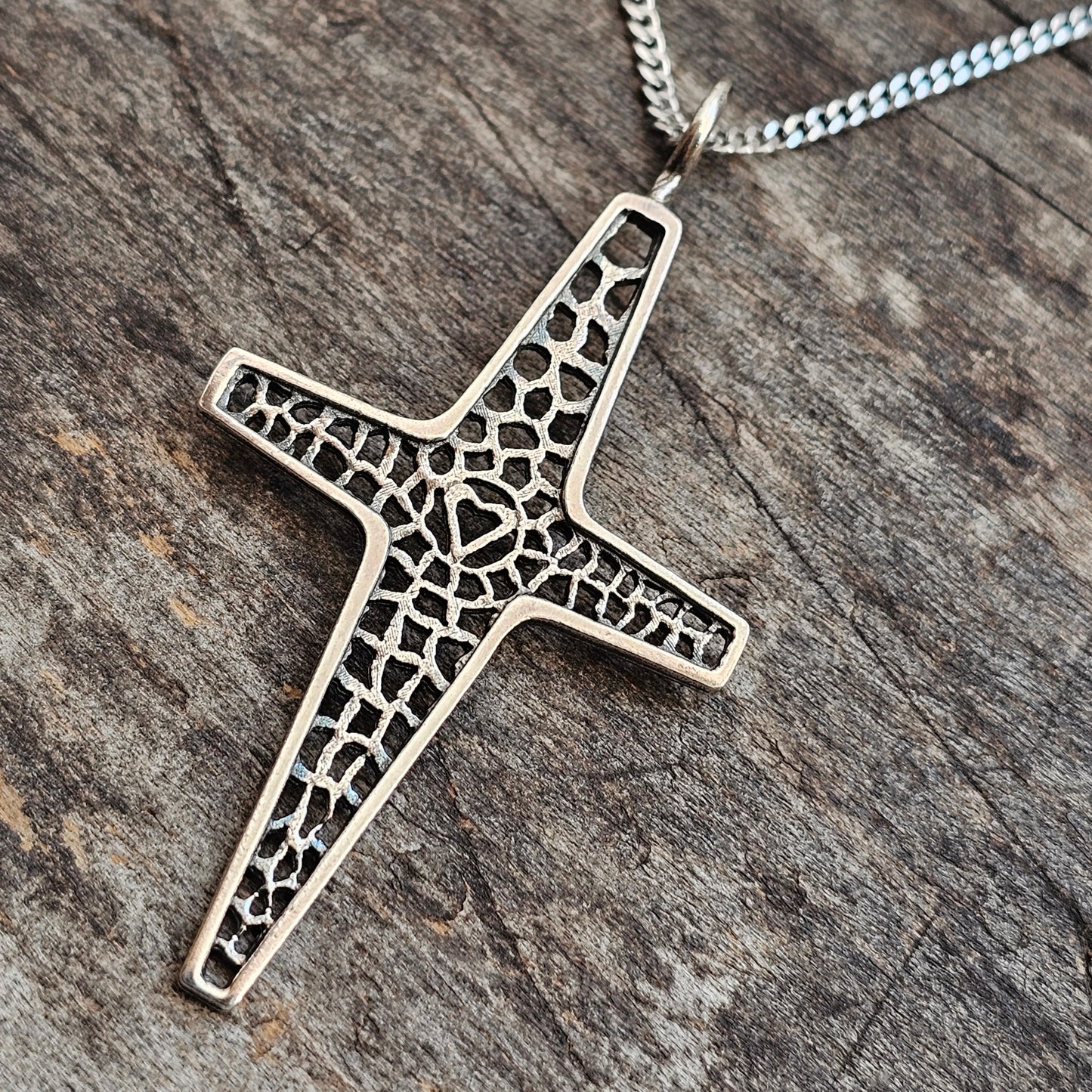 Vintage Kultaseppa Salovaara Finnish Modernist Brutalist Sterling Silver Cross Pendant