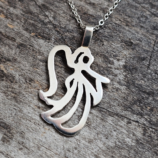 Vintage Sterling Silver Angel Pendant