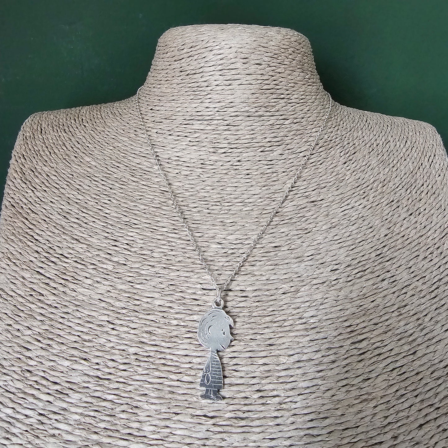 Vintage Peanuts Linus Character Silver Necklace Pendant Cartoon