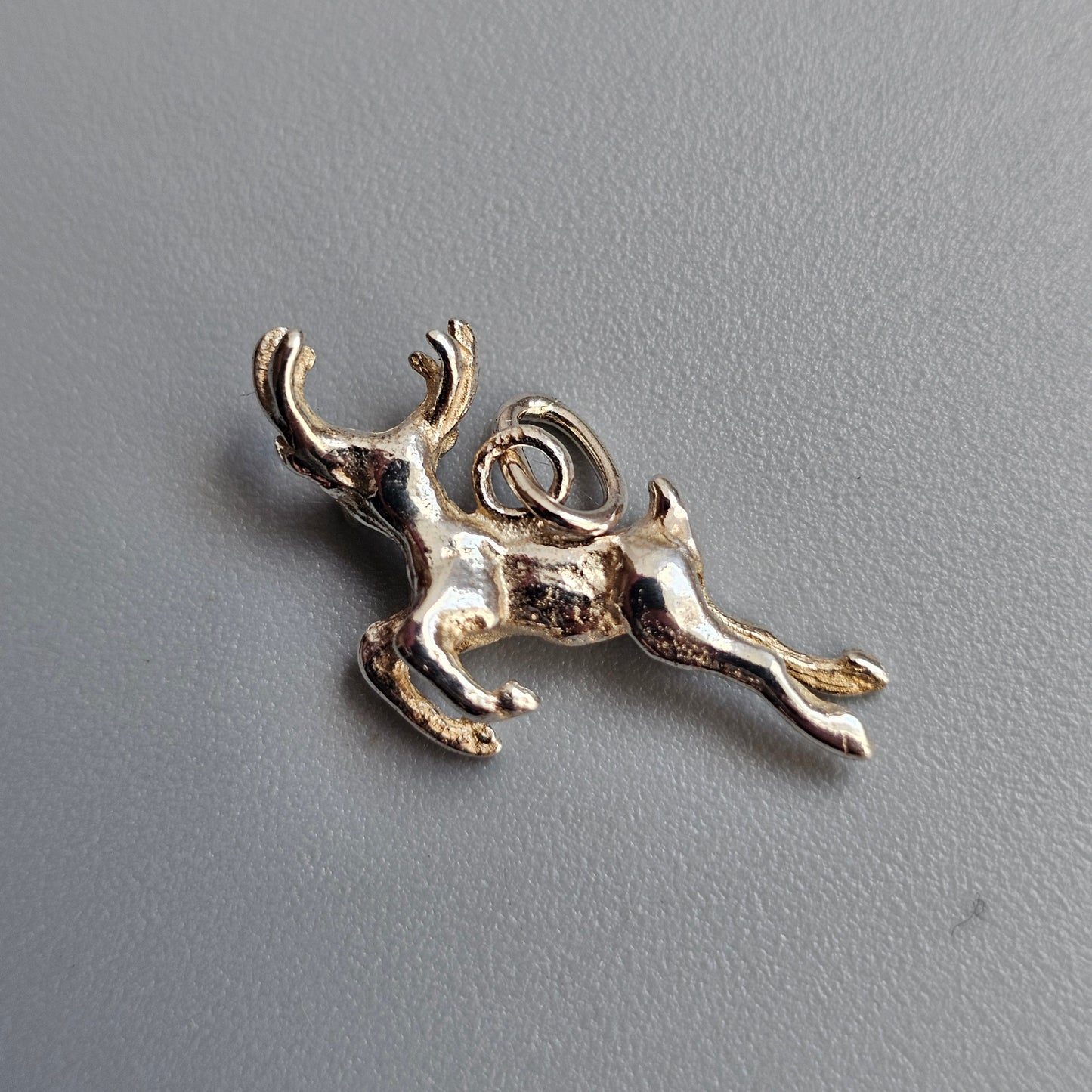 Vintage Finnish Satu-Koru 830 Silver Reindeer Charm Leaping Stag Pendant
