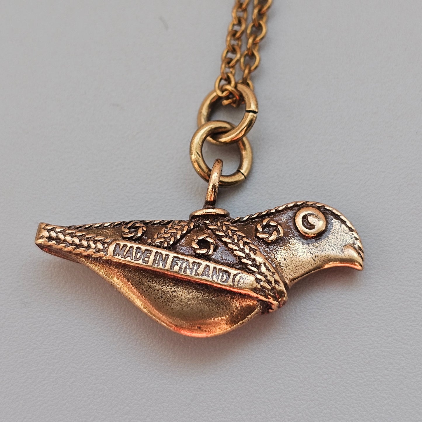 Vintage Kalevala Koru Hattulan Lintu Bird of Hattula Bronze Necklace