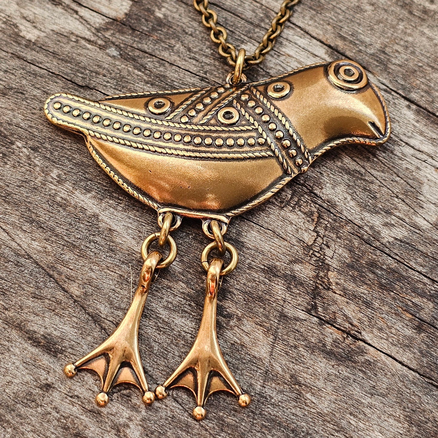 Kalevala Koru 11th Century Middle Ages Style Large Bird of Hattula Bronze Necklace