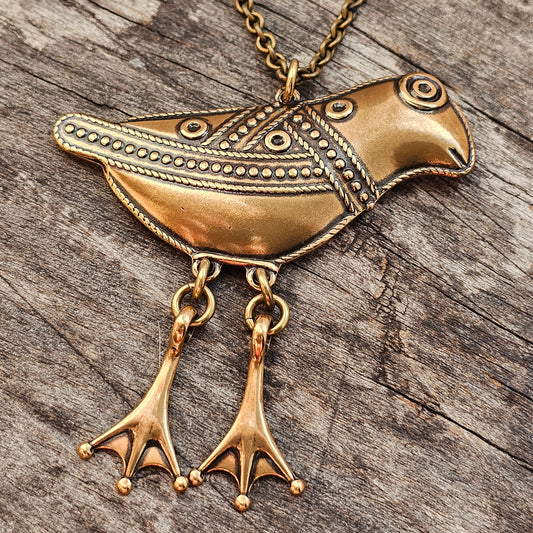 Kalevala Koru 11th Century Middle Ages Style Large Bird of Hattula Bronze Necklace