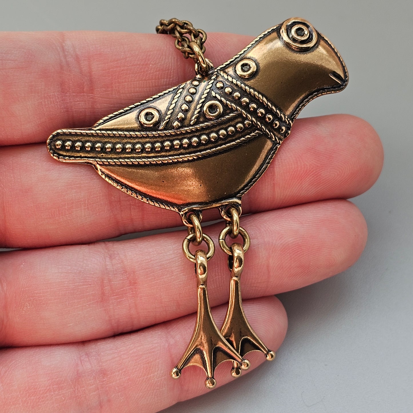 Kalevala Koru 11th Century Middle Ages Style Large Bird of Hattula Bronze Necklace