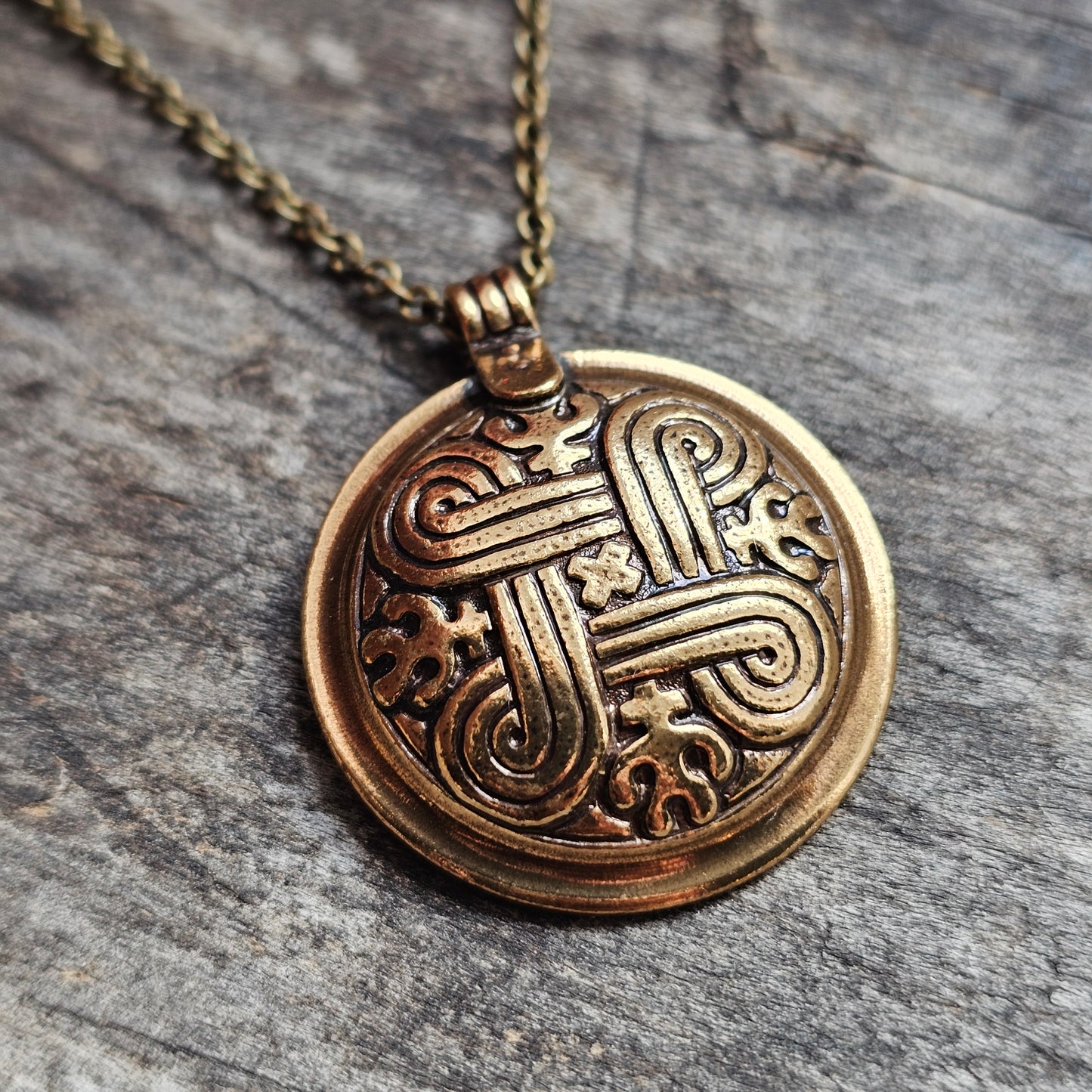 Vintage Kalevala Koru St Hannes Cross Hannunvaakuna Bronze Necklace