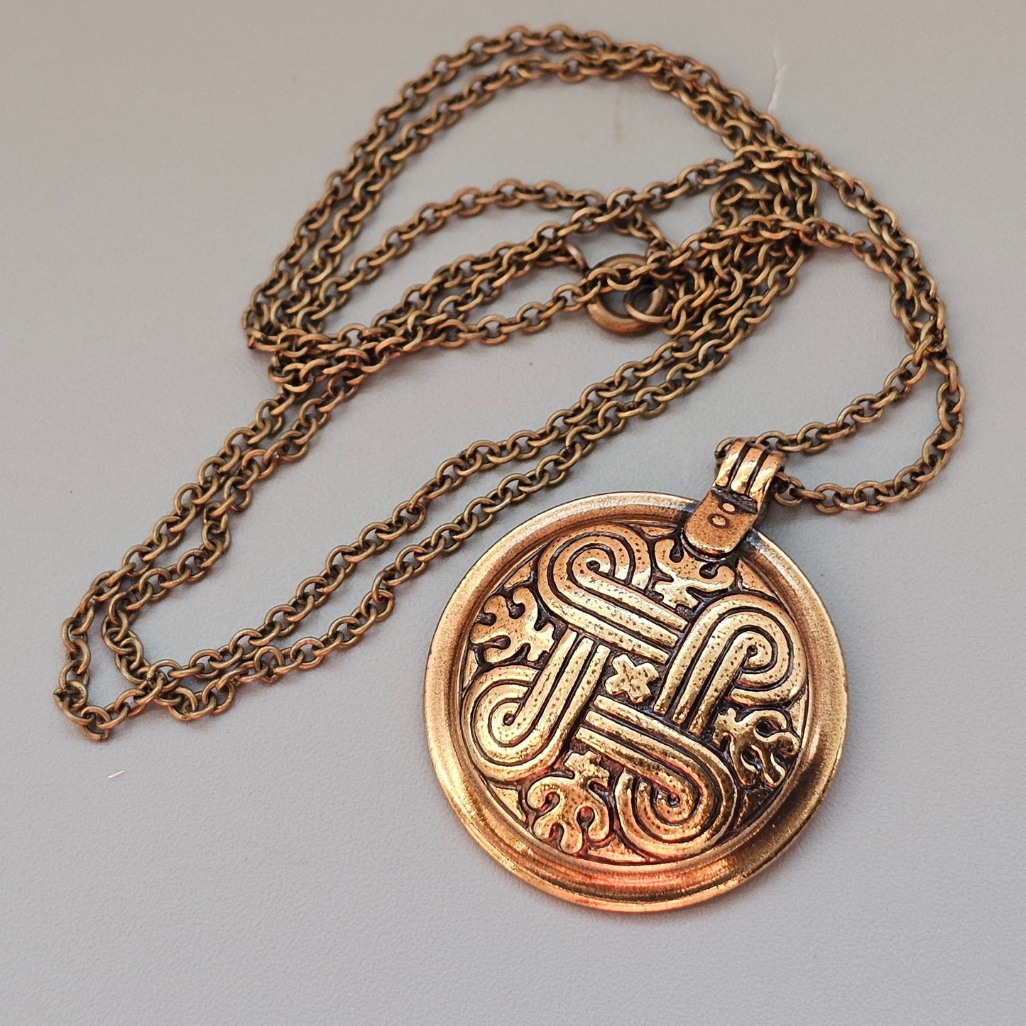 Vintage Kalevala Koru St Hannes Cross Hannunvaakuna Bronze Necklace