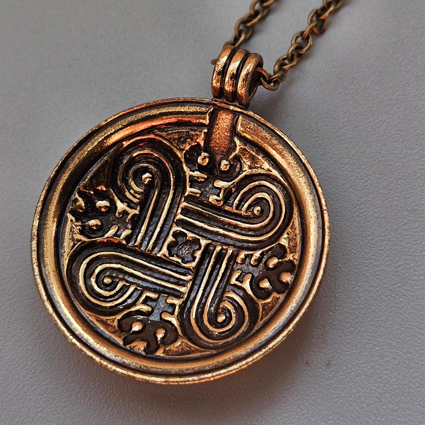 Vintage Kalevala Koru St Hannes Cross Hannunvaakuna Bronze Necklace