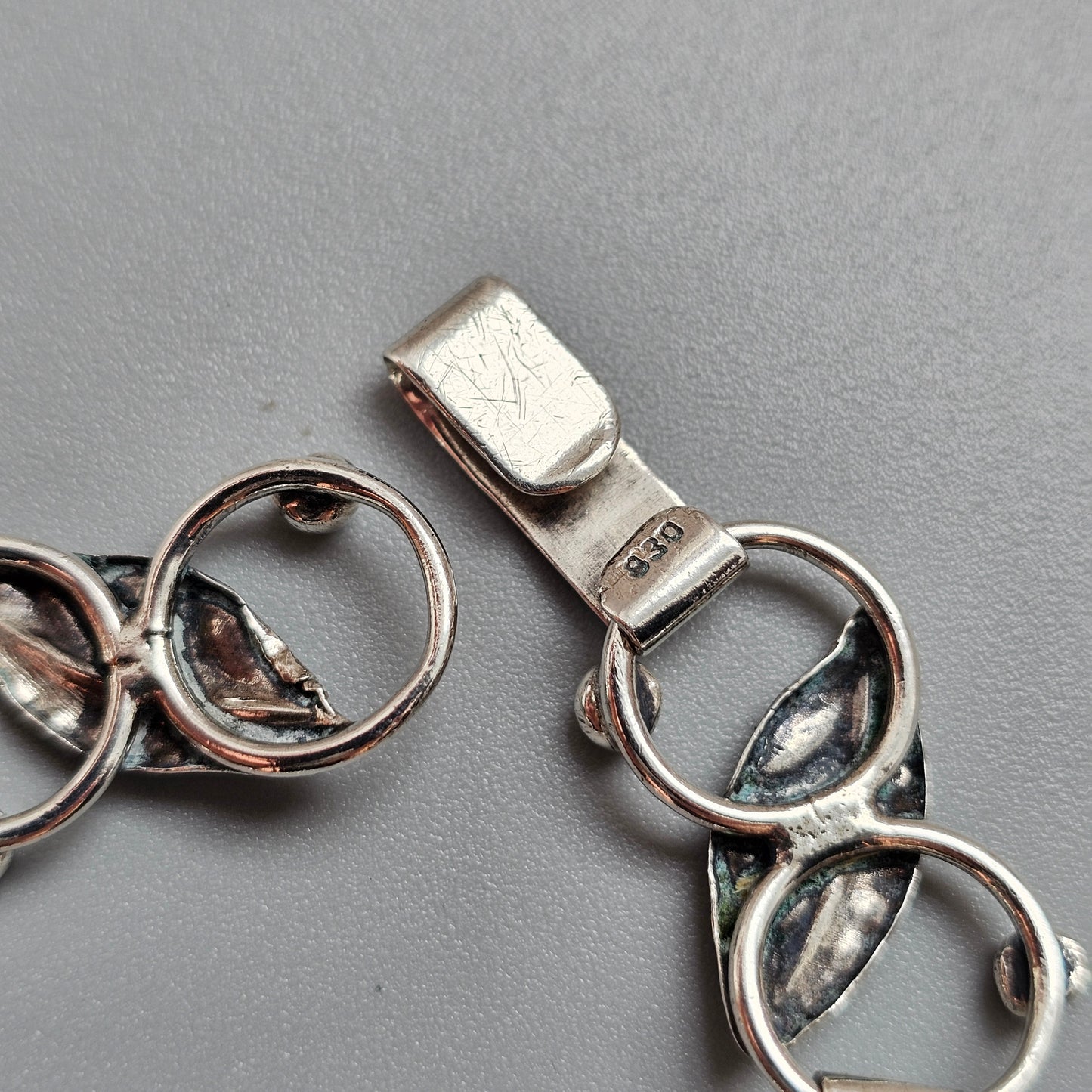 Vintage Danish 830 Silver Modernist Leaf Link Bracelet