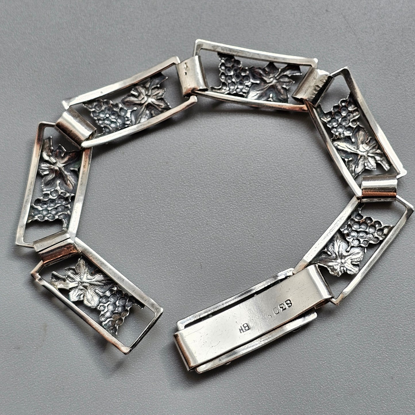 Vintage Bernhard Hertz Danish 830 Silver Grape Vine Bracelet