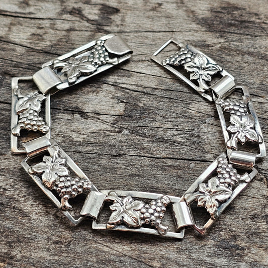 Vintage Bernhard Hertz Danish 830 Silver Grape Vine Bracelet