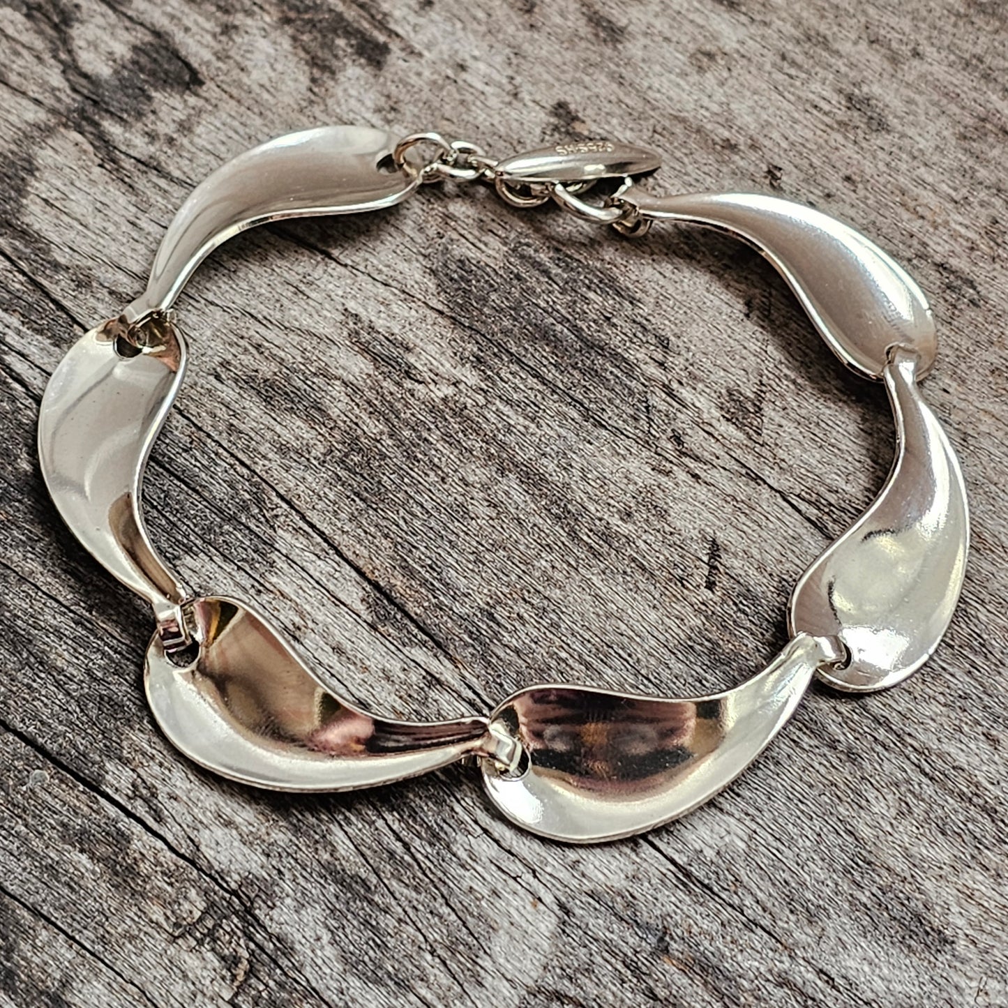 Vintage Hermann Siersbøl Danish Sterling Silver Modernist Wave Bracelet