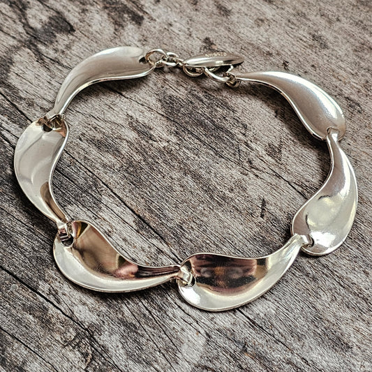 Vintage Hermann Siersbøl Danish Sterling Silver Modernist Wave Bracelet