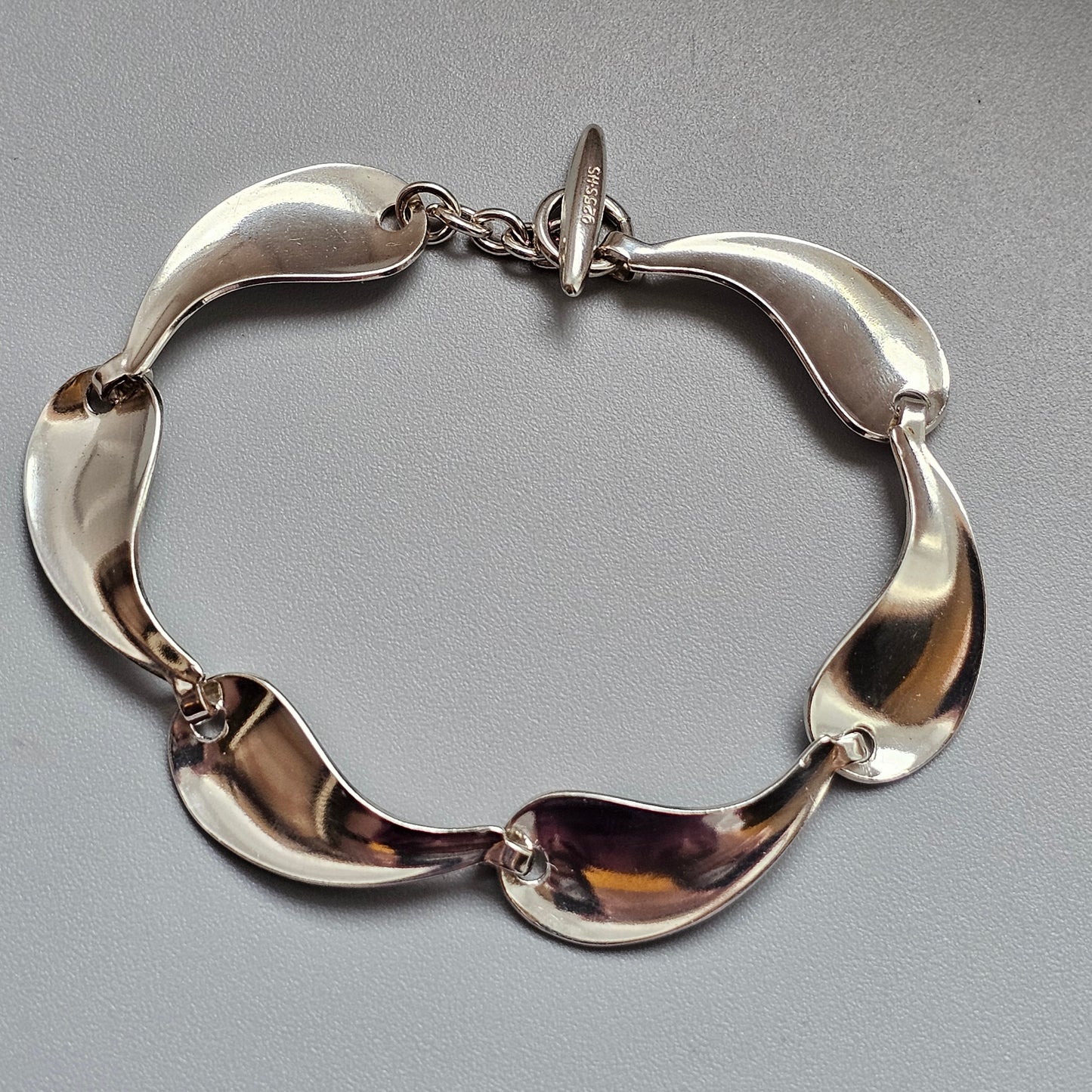 Vintage Hermann Siersbøl Danish Sterling Silver Modernist Wave Bracelet