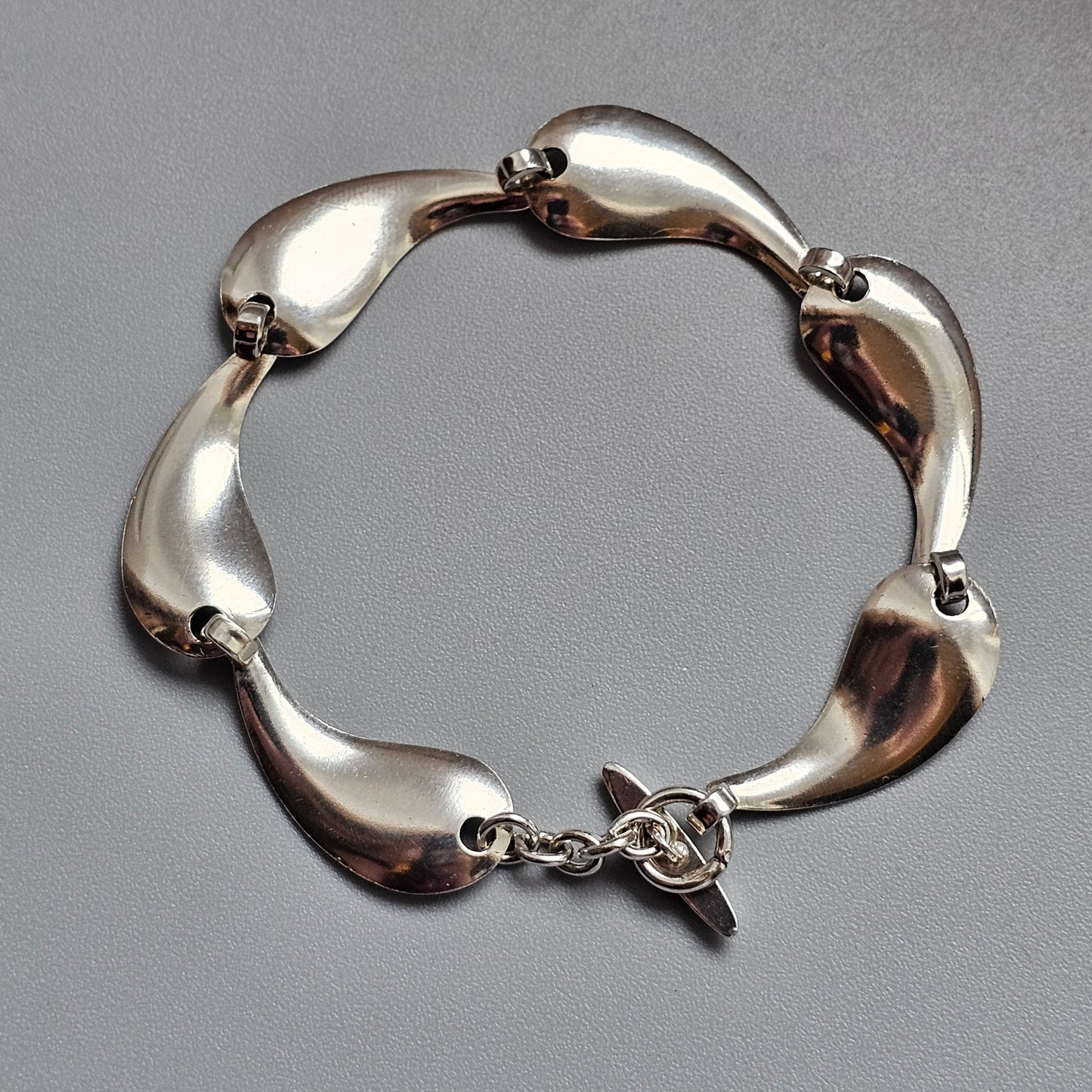Vintage Hermann Siersbøl Danish Sterling Silver Modernist Wave Bracelet