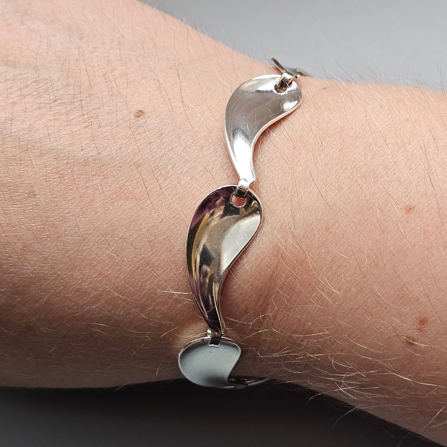 Vintage Hermann Siersbøl Danish Sterling Silver Modernist Wave Bracelet