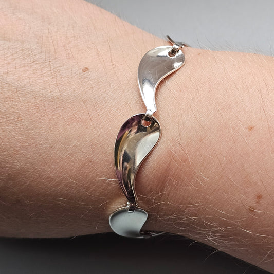Vintage Hermann Siersbøl Danish Sterling Silver Modernist Wave Bracelet