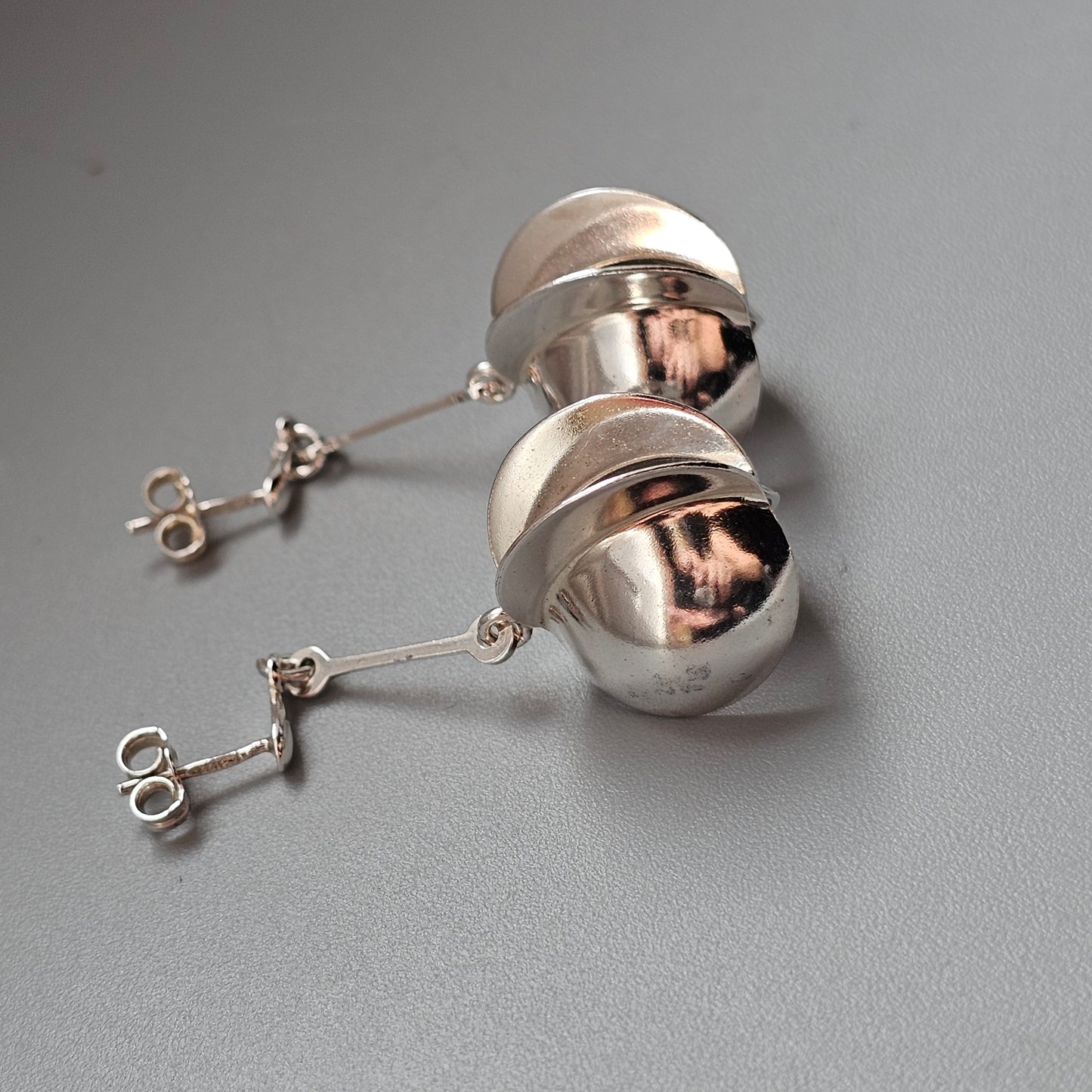 Vintage Finnish Kultaseppä Salovaara Sterling Silver Modernist Drop Earrings