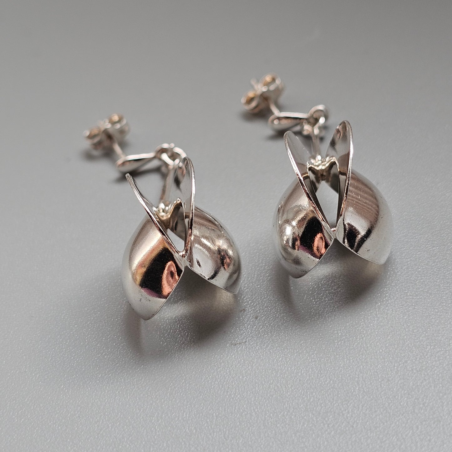 Vintage Finnish Kultaseppä Salovaara Sterling Silver Modernist Drop Earrings