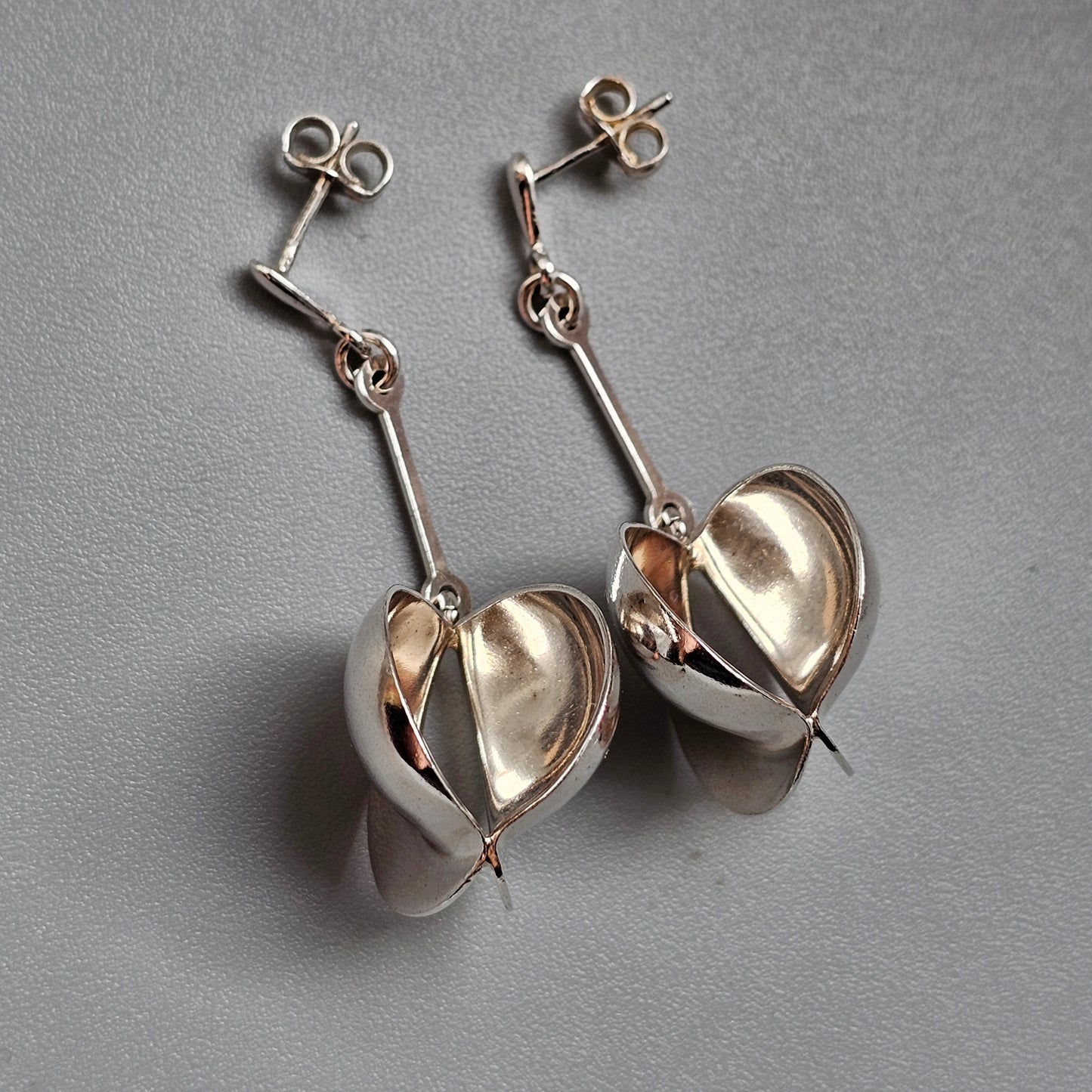 Vintage Finnish Kultaseppä Salovaara Sterling Silver Modernist Drop Earrings