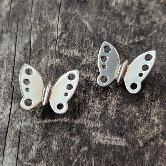 Vintage Finnish Sterling Silver Butterfly Stud Earrings
