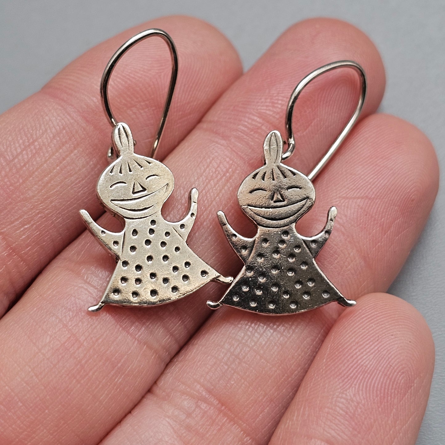 Vintage 1990s Pirkko Roihu Pikku Myy Little My Sterling Silver Earrings