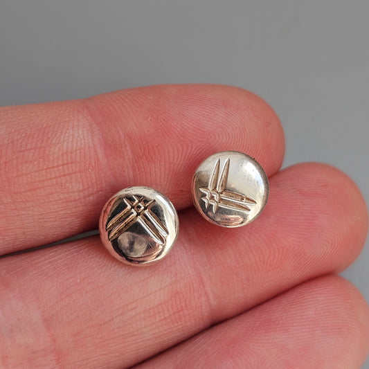 Vintage Scandinavian 830 Silver Starburst Stud Earrings