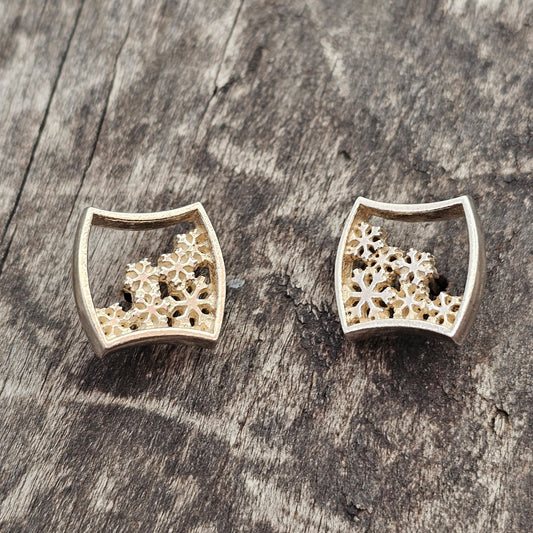 Vintage Sterling Silver Snowflake Stud Earrings