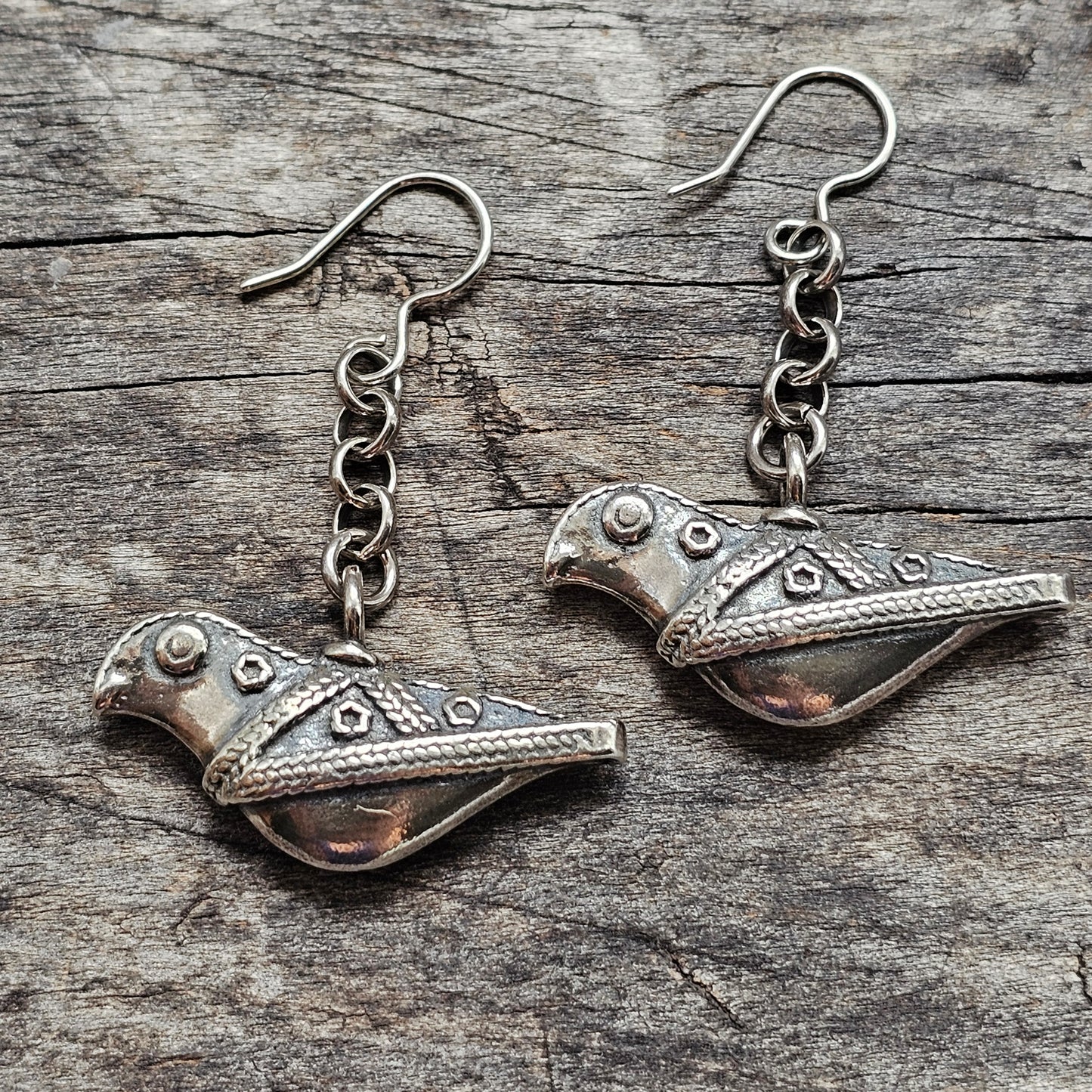 Vintage 1990s Kalevala Koru Bird of Hattula Sterling Silver Earrings Finland 1997