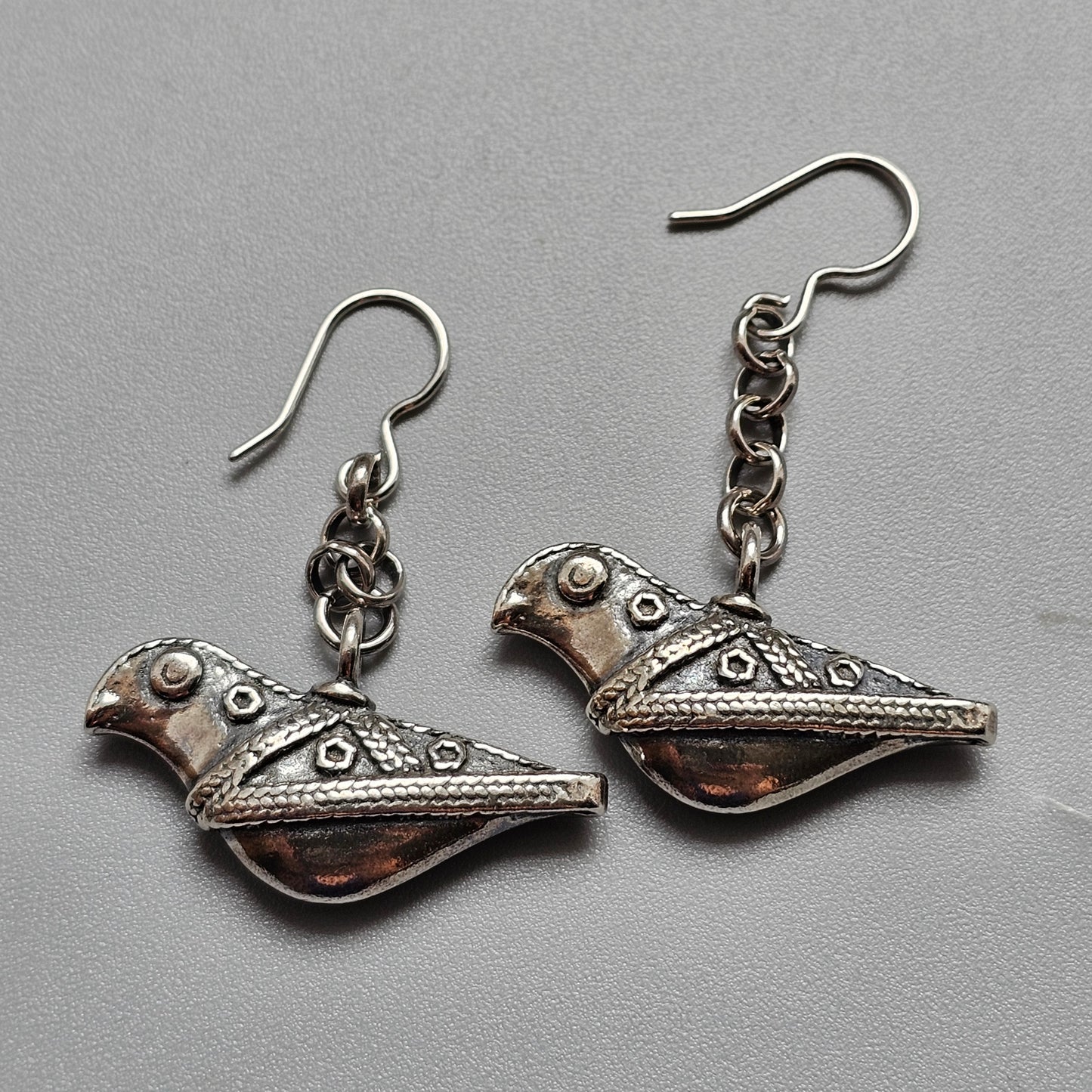 Vintage 1990s Kalevala Koru Bird of Hattula Sterling Silver Earrings Finland 1997