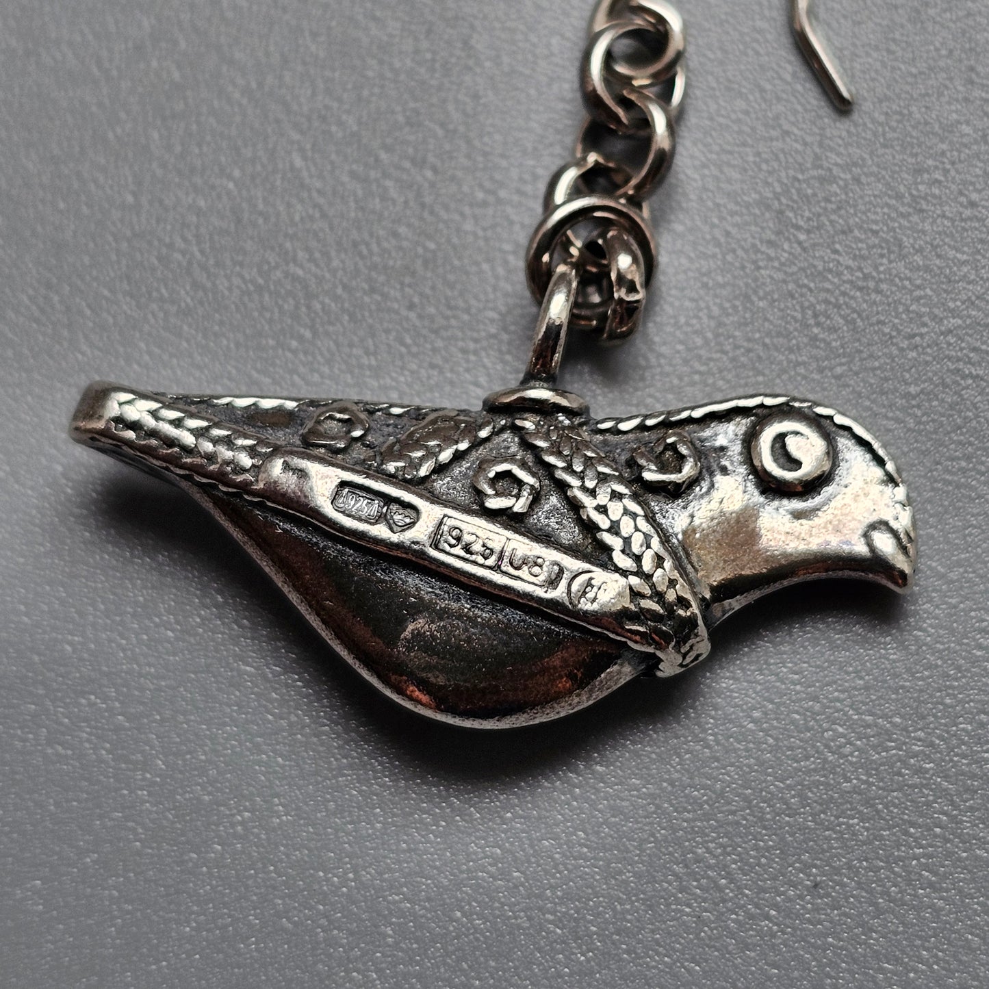 Vintage 1990s Kalevala Koru Bird of Hattula Sterling Silver Earrings Finland 1997